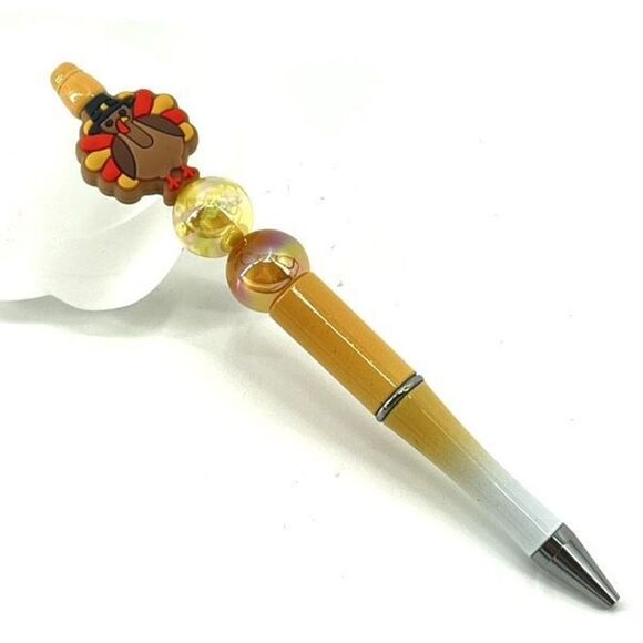 Turkey Thanksgiving gobble gobble handmade NEW cloud bead glitter yellow brown o - Picture 2 of 7